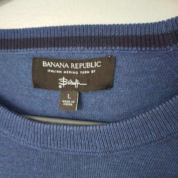 Banana Republic Men's Large Italian Merino Wool Sweater Blue - Picture 3 of 5